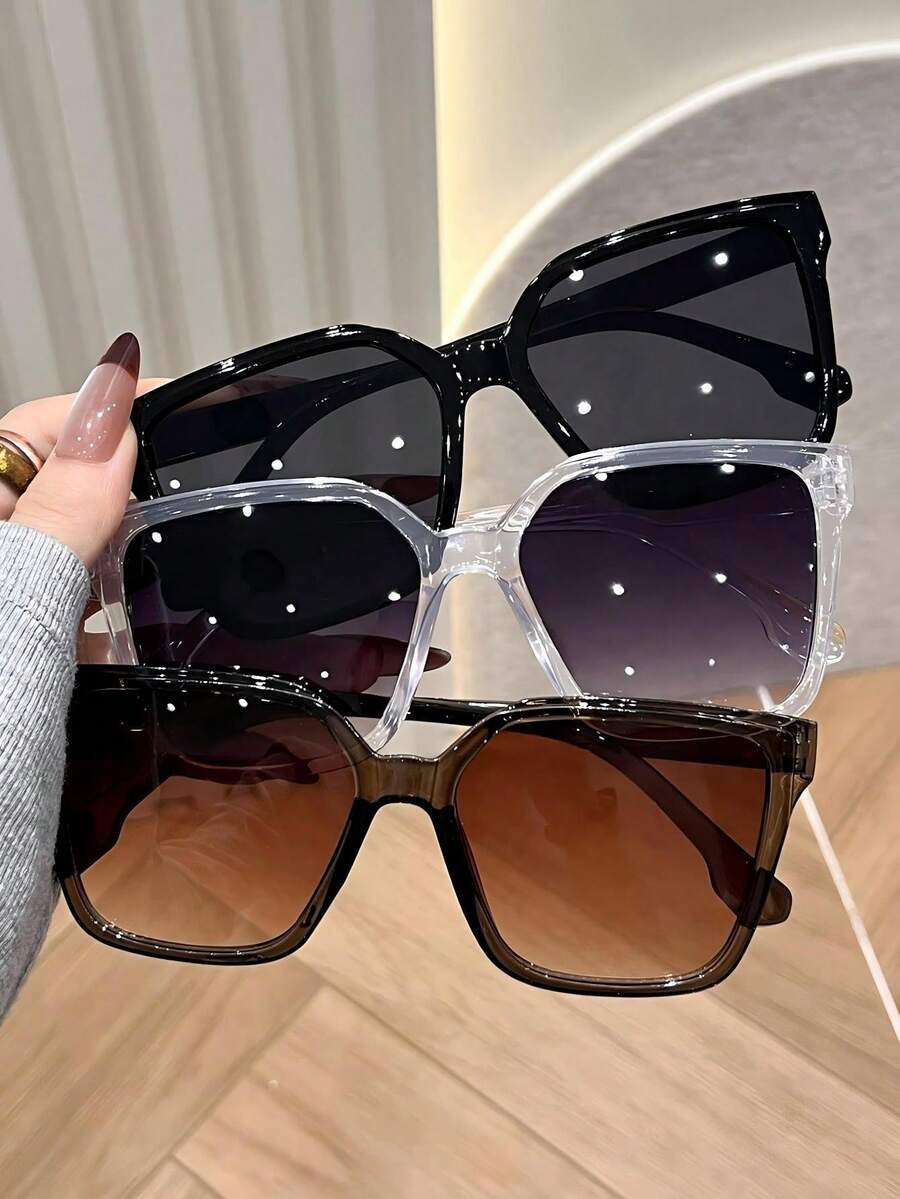 Women'S Vintage Accessories - 3pcs Geometric Plastic Square Sunglasses For