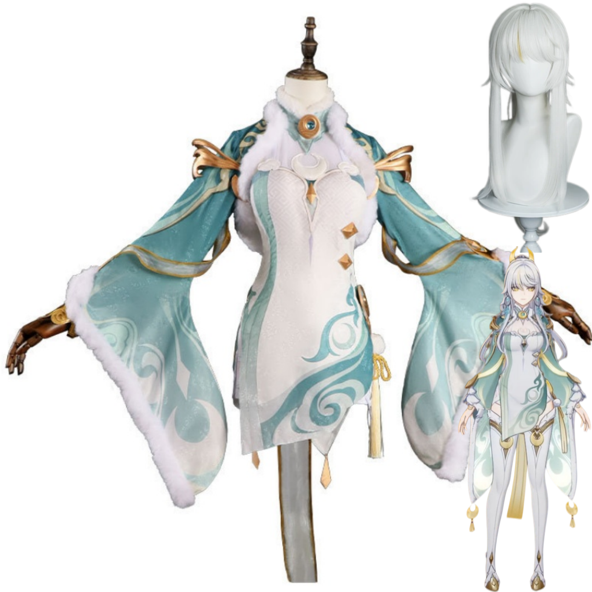 Women'S Ear Accessories - Game Zibai Cosplay Costume Green White