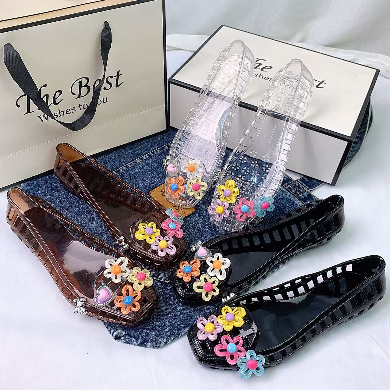 Women Accessories Products - Fashionable Women's Shoes Jelly Crystal Shoes