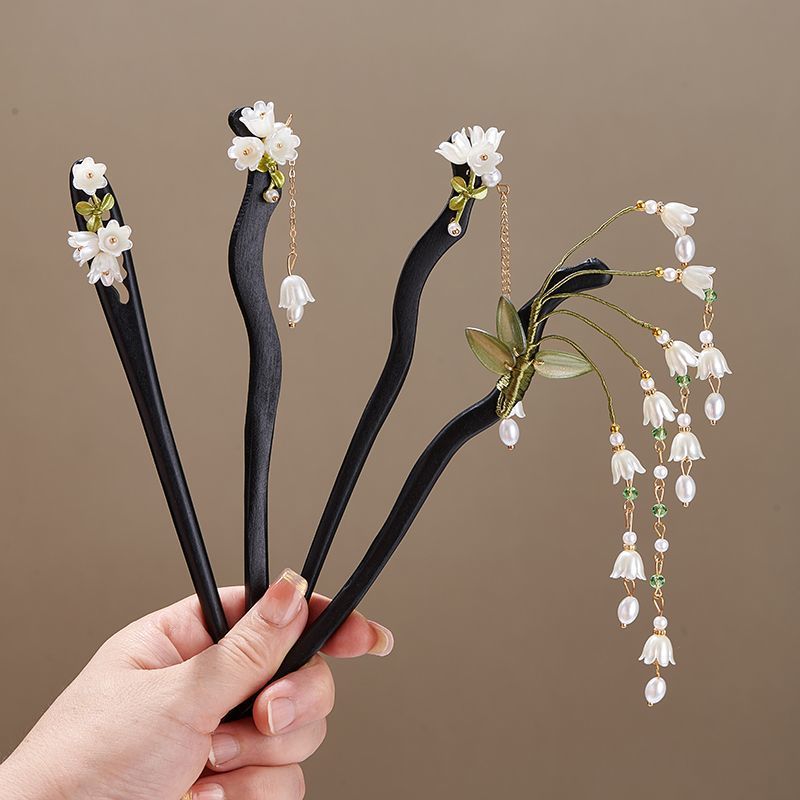 Women'S Vintage Accessories - Wooden Flower Hairpin Vintage Convallaria Majalis