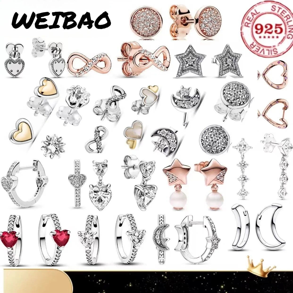 Women Accessories Products - Classic 100%925 pure silver star moon