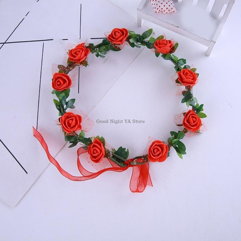 Women Accessories Description - Rose Floral Wreath Headband Hair Accessory