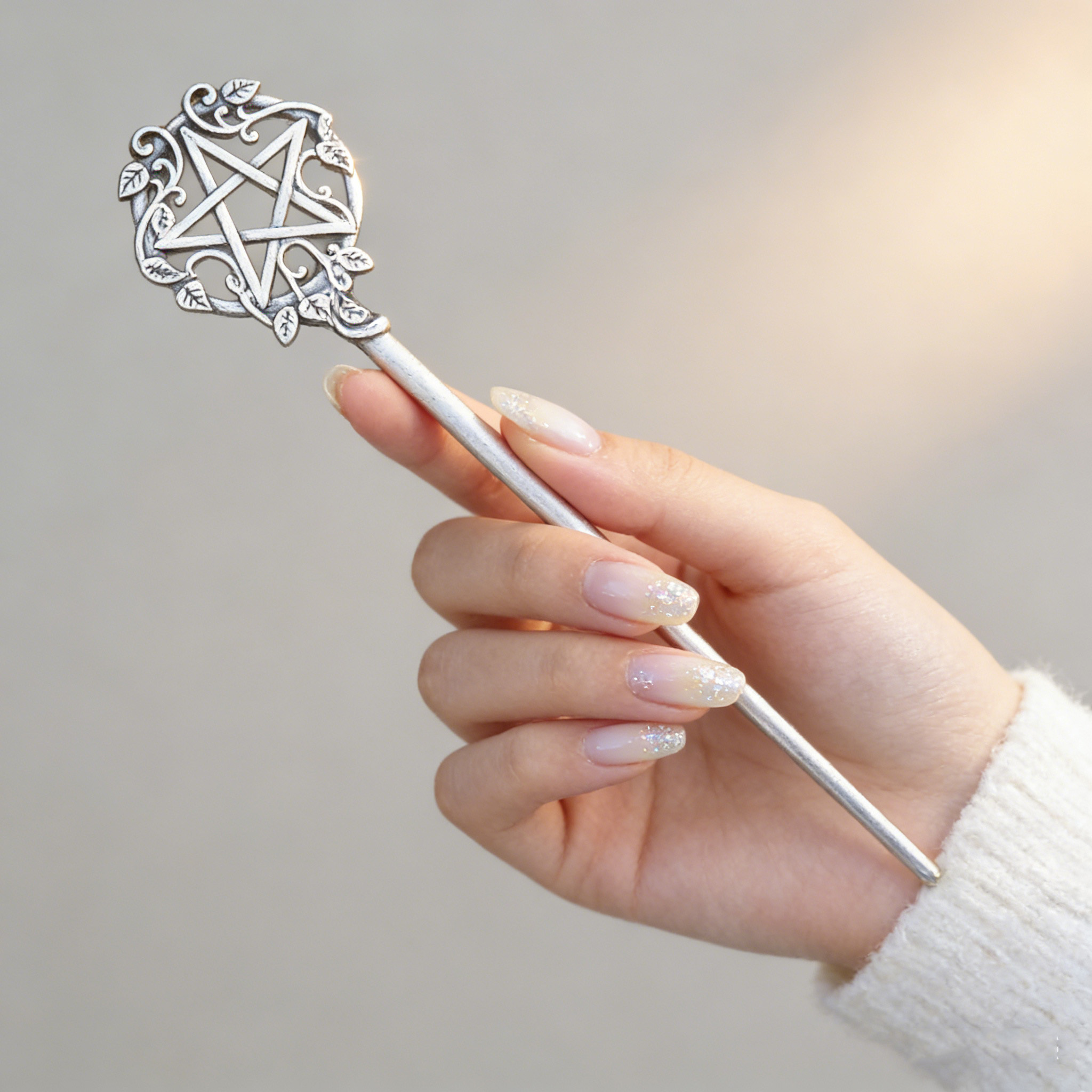 Women'S Vintage Accessories - 1pc Mystical Pentagram Hair Stick Silver