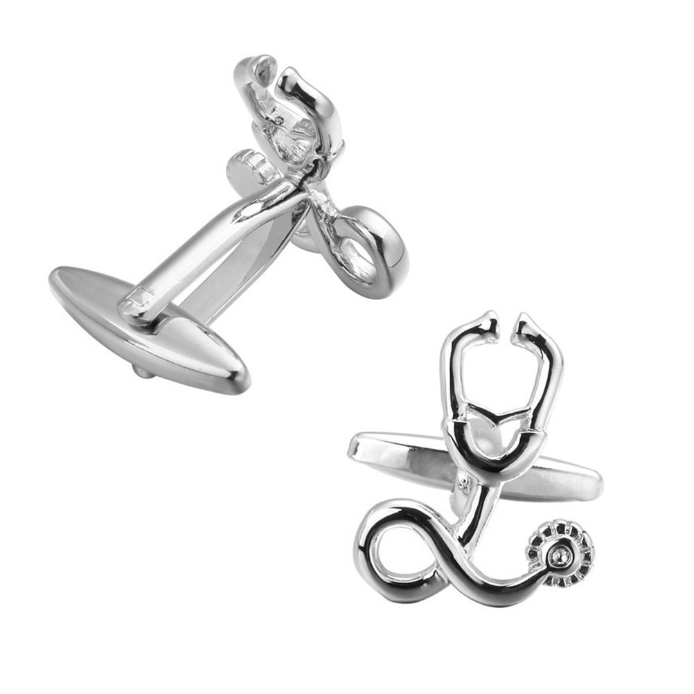 Women'S Accessories Gift Ideas - 1Pair Silver Cufflinks Fine Craftsmanship Stethoscope