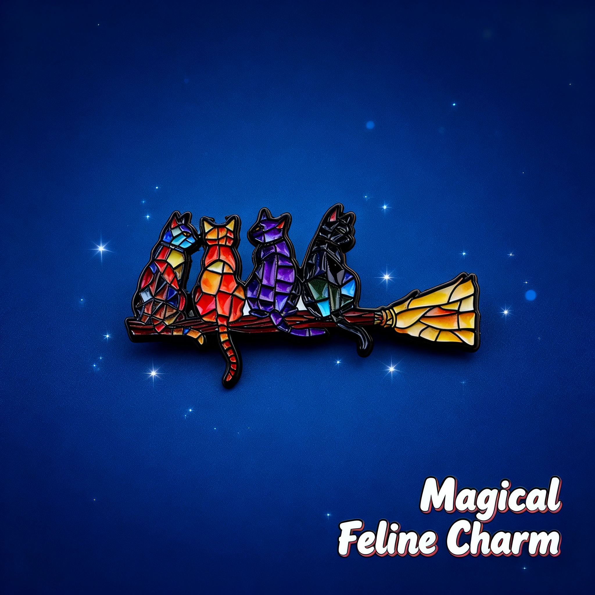 Colorful Cat Enamel Pin Witch  - Women Accessories Picture ulasan dan harga