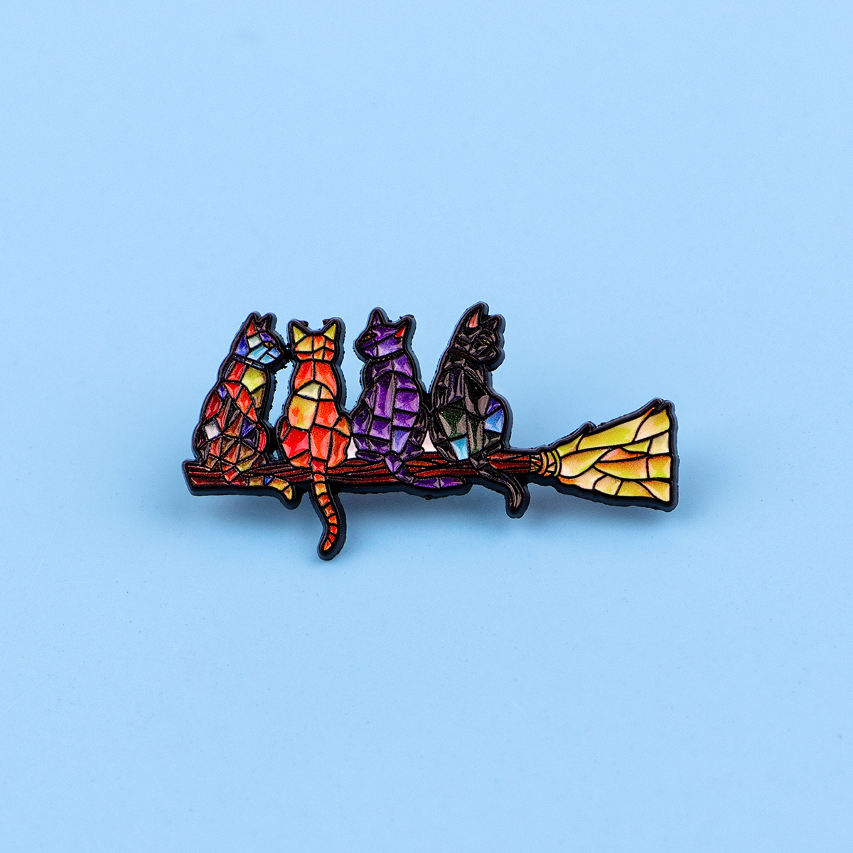 Colorful Cat Enamel Pin Witch  - Women Accessories Picture ulasan dan harga