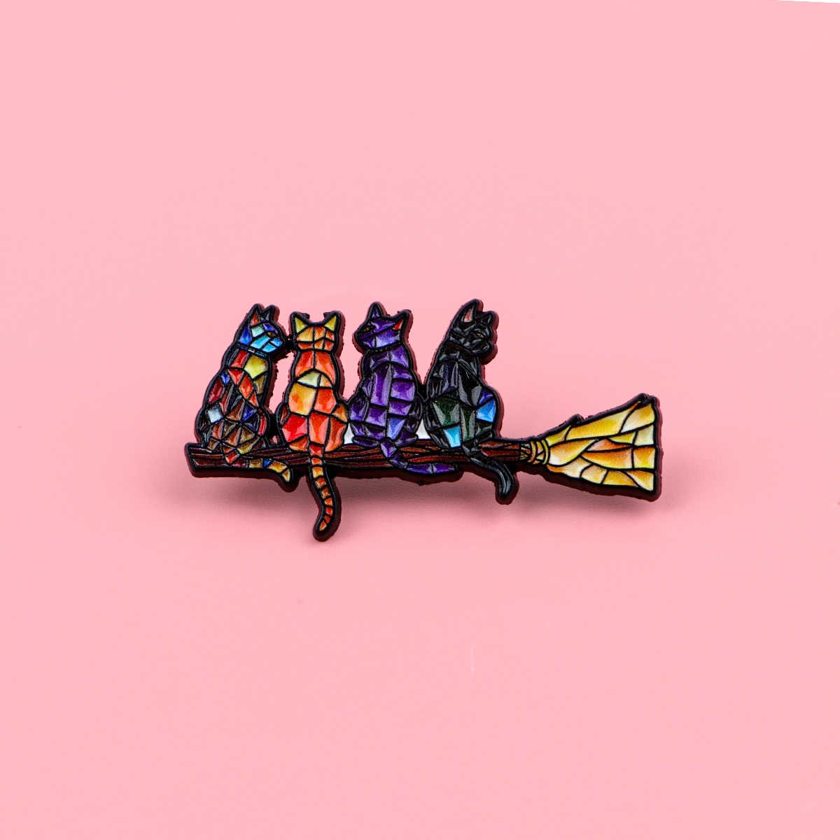 Colorful Cat Enamel Pin Witch  - Women Accessories Picture ulasan dan harga