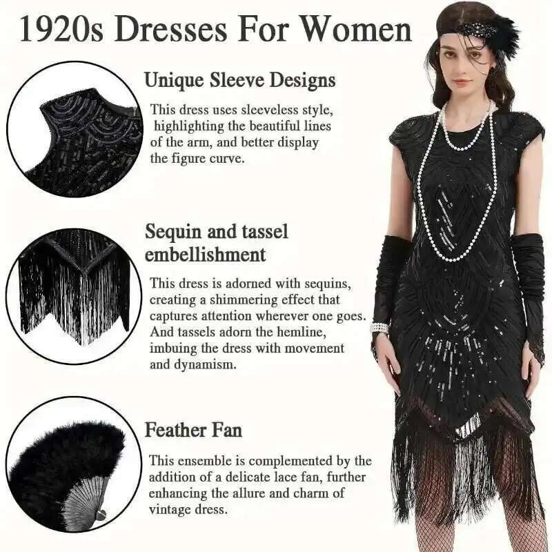 1920s Dresses for Women Sequin - Women'S Accessories In The 1920S ulasan dan harga