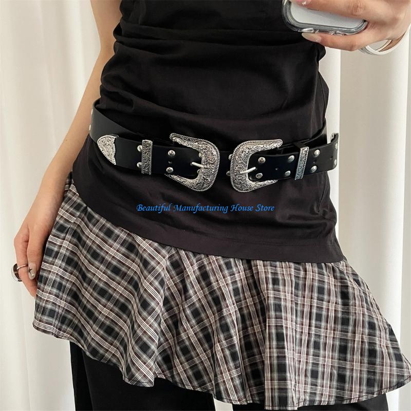 E56A 2000s Retro Double Buckle - Women Accessories Description ulasan dan harga