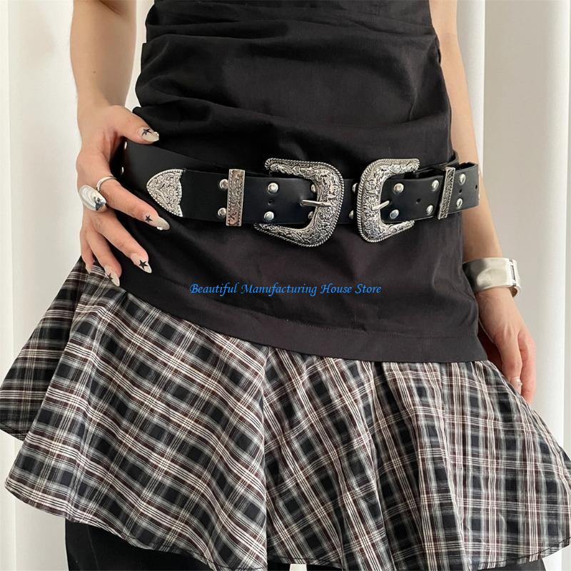 E56A 2000s Retro Double Buckle - Women Accessories Description ulasan dan harga
