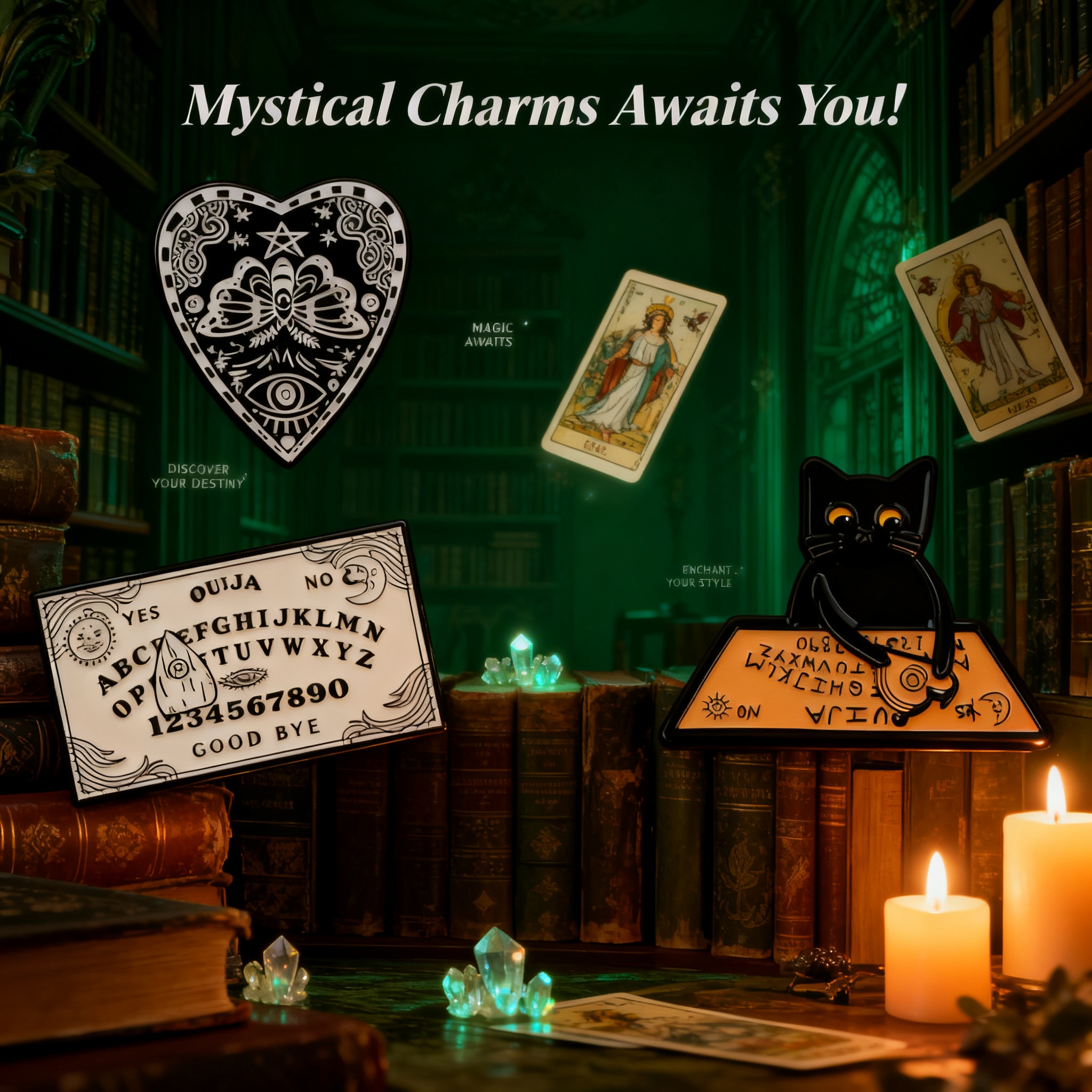 Black Cat Ouija Enamel Pin Hal - Women Accessories Picture ulasan dan harga