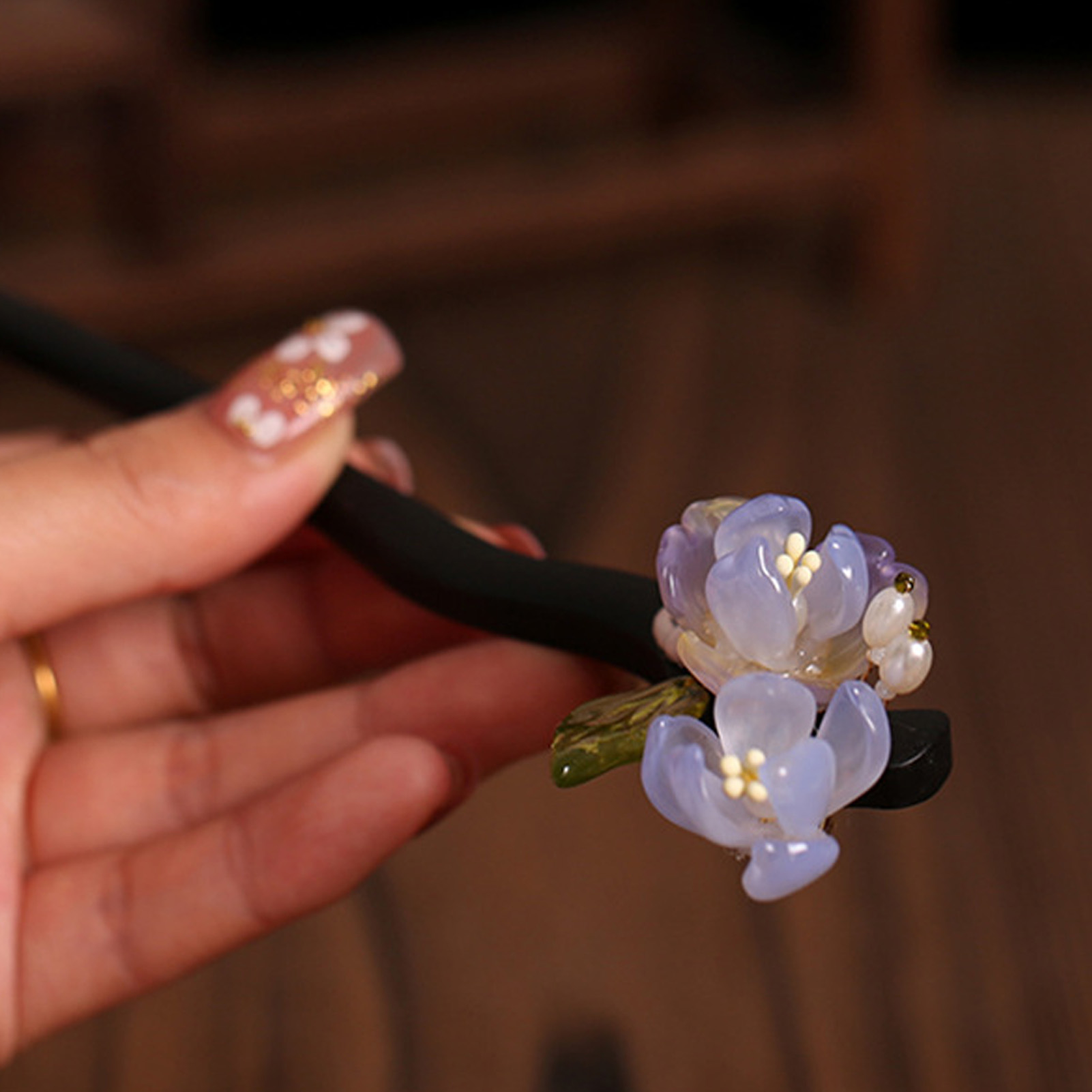 Vintage Wooden Flower Hairpin  - Women'S Vintage Accessories ulasan dan harga